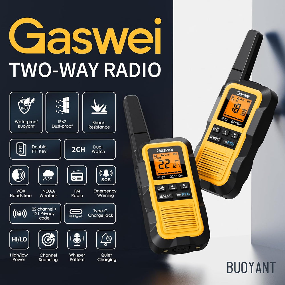 G2pro+ IP67 Waterproof Floating Walkie Talkies Long Range for Adults, Heavy D...