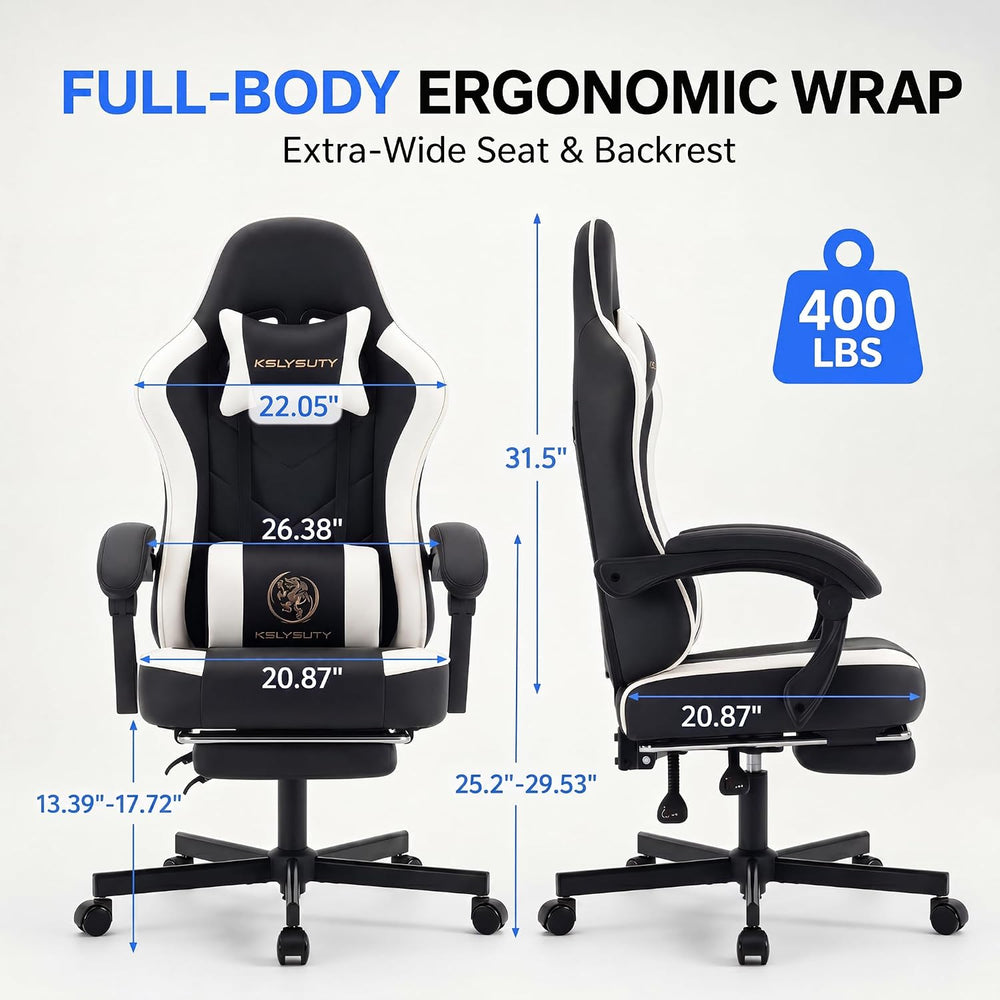 Desk Computer Gaming Chair - High Back Ergonomic Office Chair with Footrest a...
