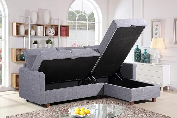 Container Furniture Direct Sectional Sofa with Storage – Modern Upholstered L...