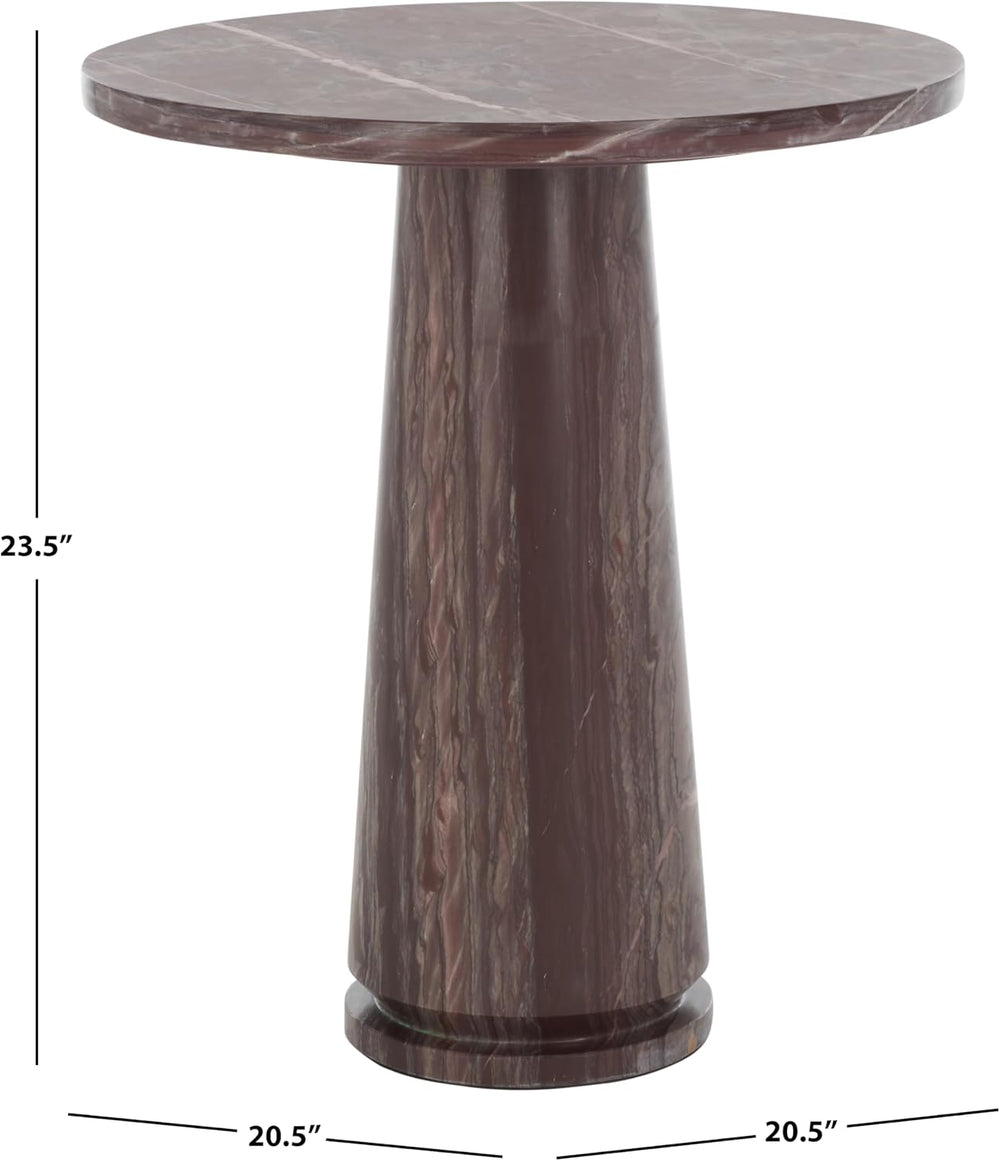 SAFAVIEH Furniture - Valentia Tall Marble Accent Table - Maroon - Marble Top ...