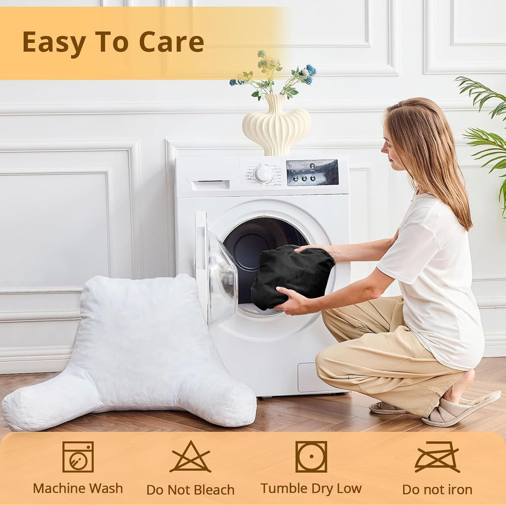 Sasttie Reading Pillow for Bed, Back Pillow for Sitting Up, Black