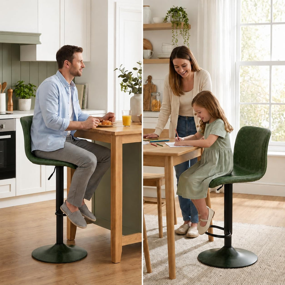 Adjustable Bar Stools Set of 3 for Kitchen Island, Green