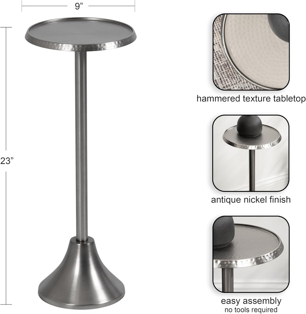 Kate and Laurel Sanzo Modern Pedestal Drink Table; 9 x 9 x 23; Antique Nickel...