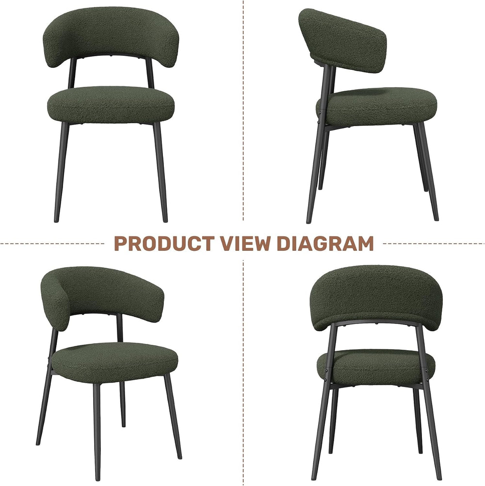 Dining Chairs Set of 2, Mid Century Modern Kitchen Chairs, Boucle Upholstered...