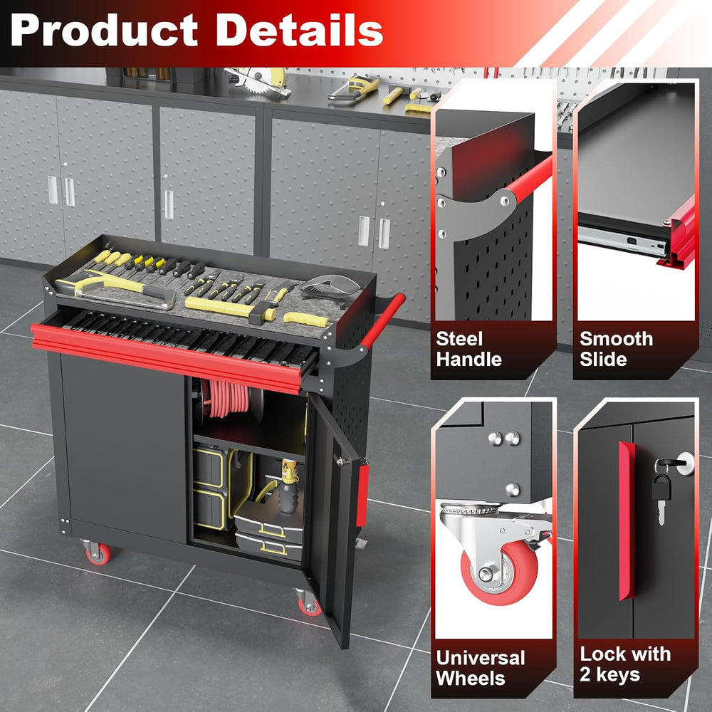 Kelueo Metal Garage Storage Cabinet with Wheels,Lockable Storage Cabinets wit...