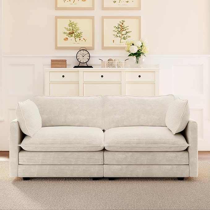 ROWHY 78'' Sectional 2 Seat Cloud Loveseat with 2 Throw Pillows, Mode...