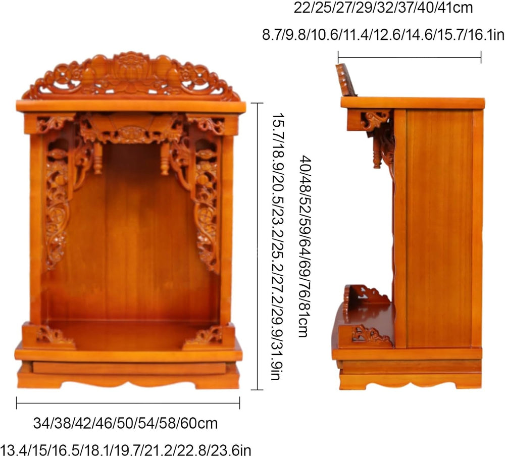 Wall Mounted Shrine Buddhist Altar, Solid Wood Meditation Altar Table, Buddha...