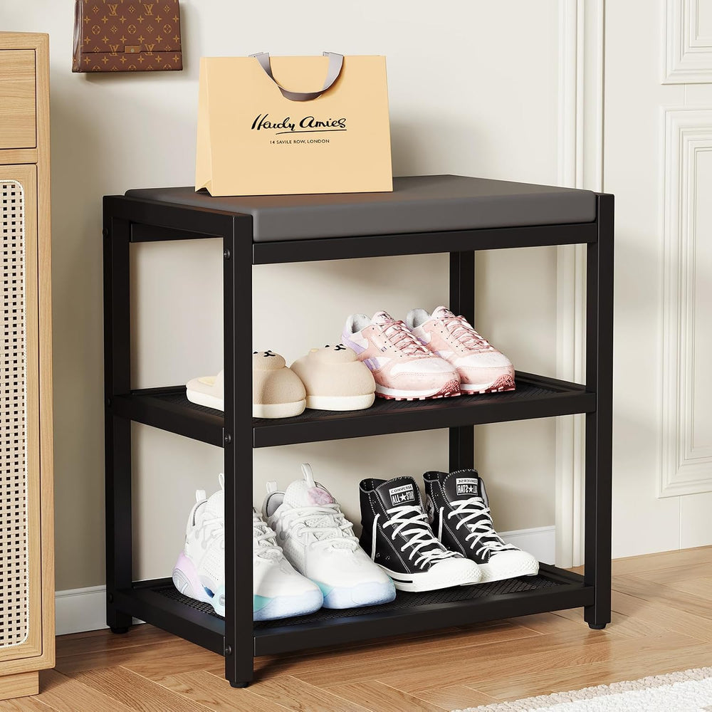 ZHOOGE Small Shoe Bench Shoe Rack Storage Bench Entryway Bench Shoe Shelf wit...