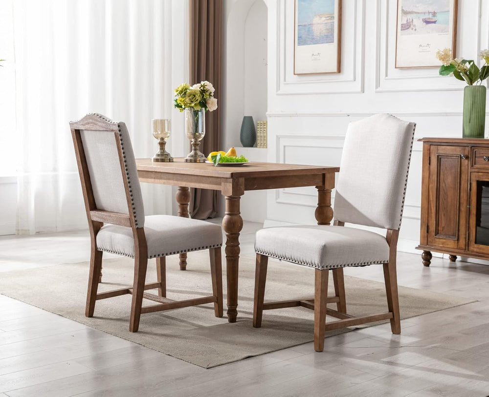 Shunzhi Farmhouse Upholstered Dining Chairs Set of 2 Mid Century Modern Dinin...