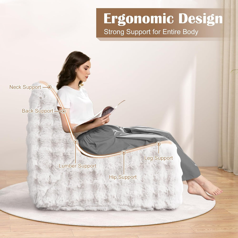 Bean Bag Chair for Adults, Giant Bean Bag Sofa with Soft Pillow, Comfy Faux F...
