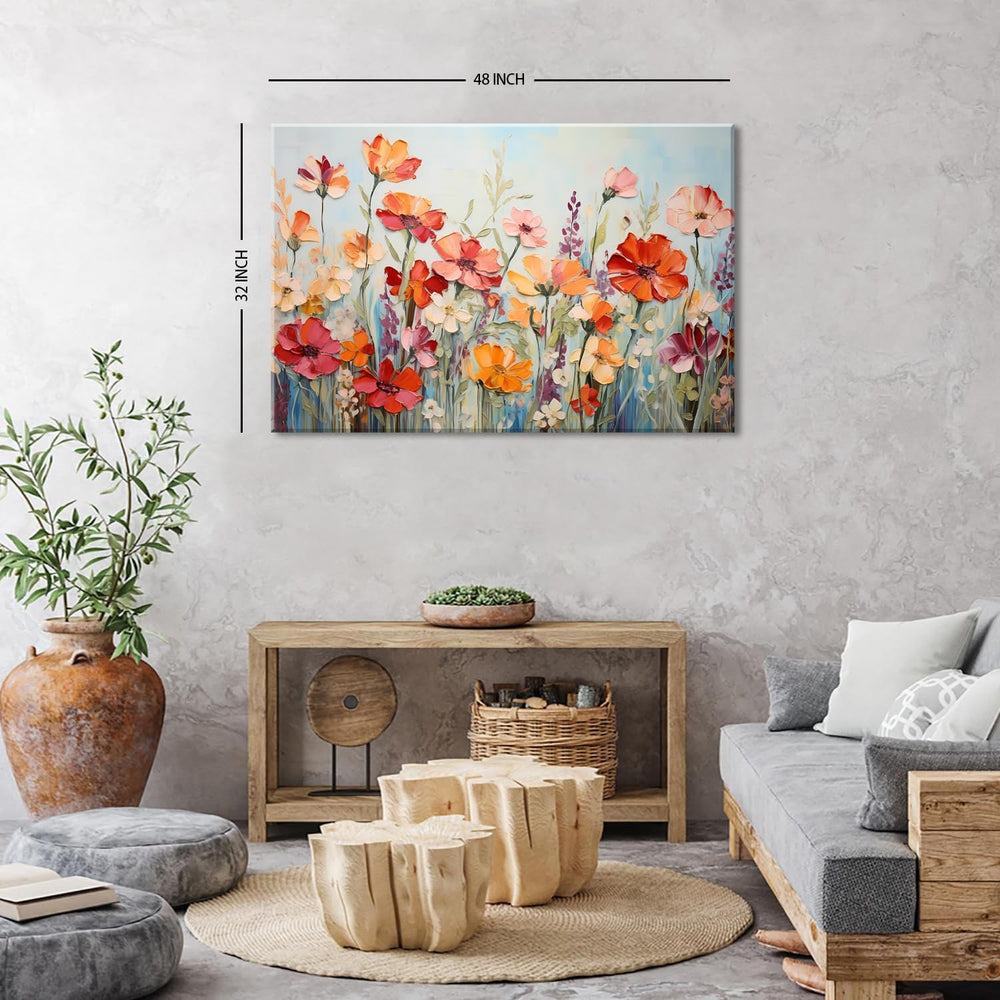Large Flower Wall Art Abstract Poppy Floral Pictures Wall Decor 32x48"