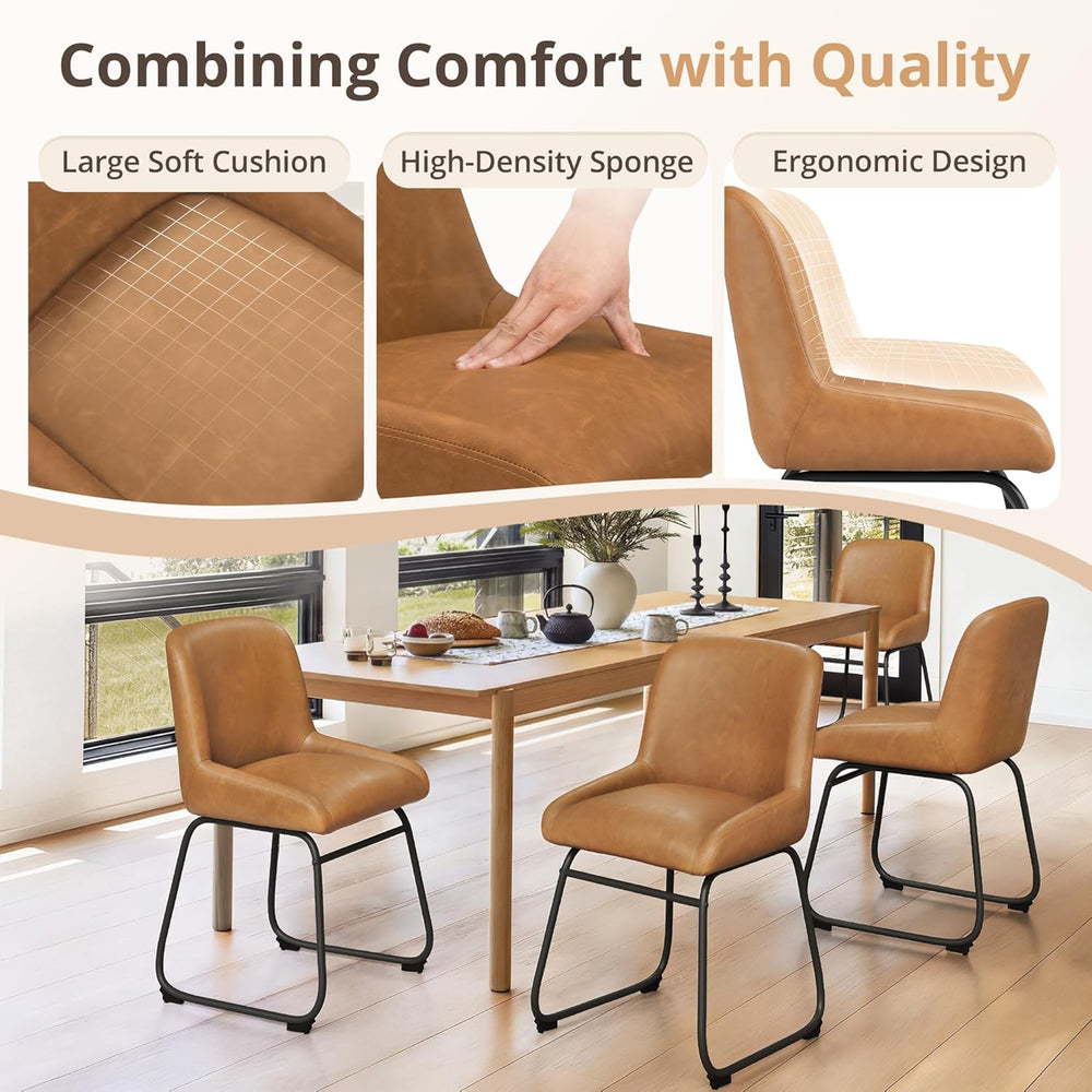 LUE BONA Comfortable Dining Room Chairs Set of 4, Modern Upholstered Kitchen ...