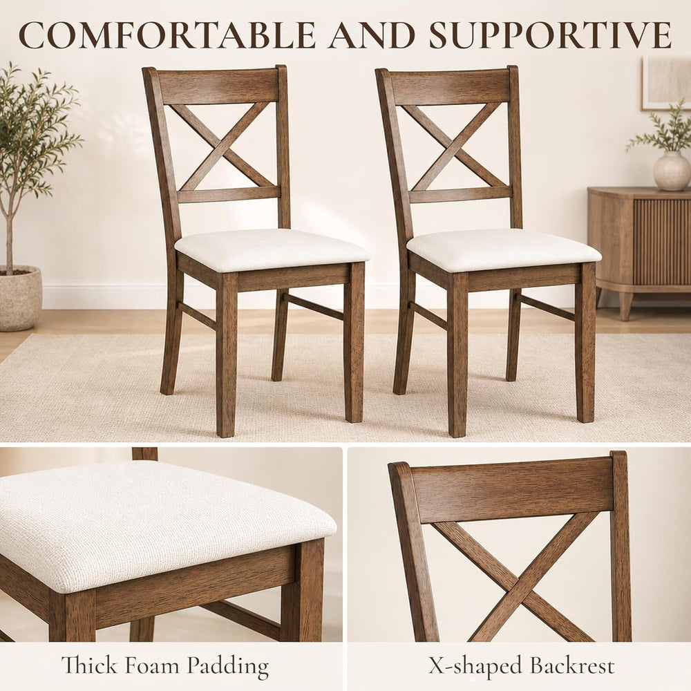 HOMCOM Dining Chairs Set of 2, Upholstered Kitchen Chairs with Rubberwood Fra...