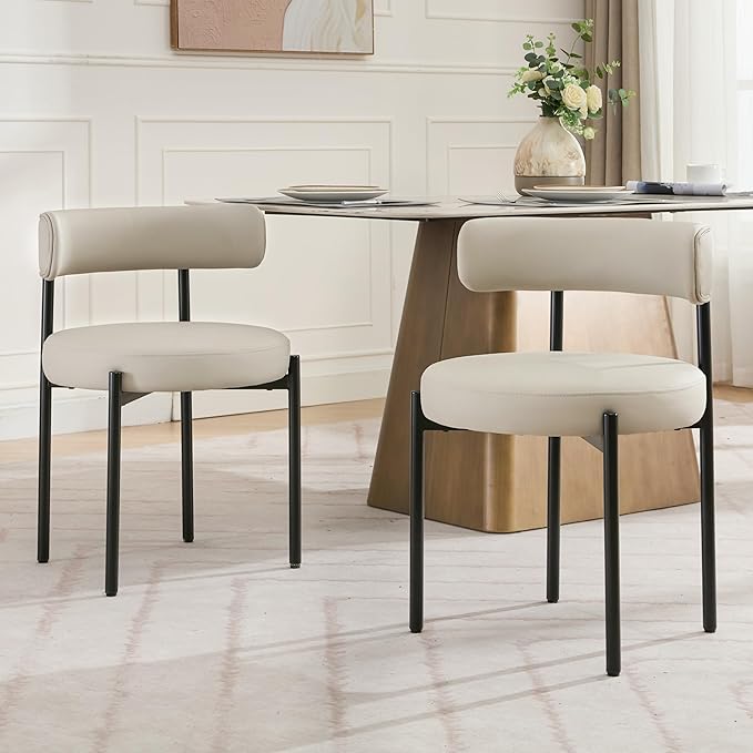 Faux Leather Dining Chairs Set of 4, Upholstered Kitchen and Dining Room Chai...