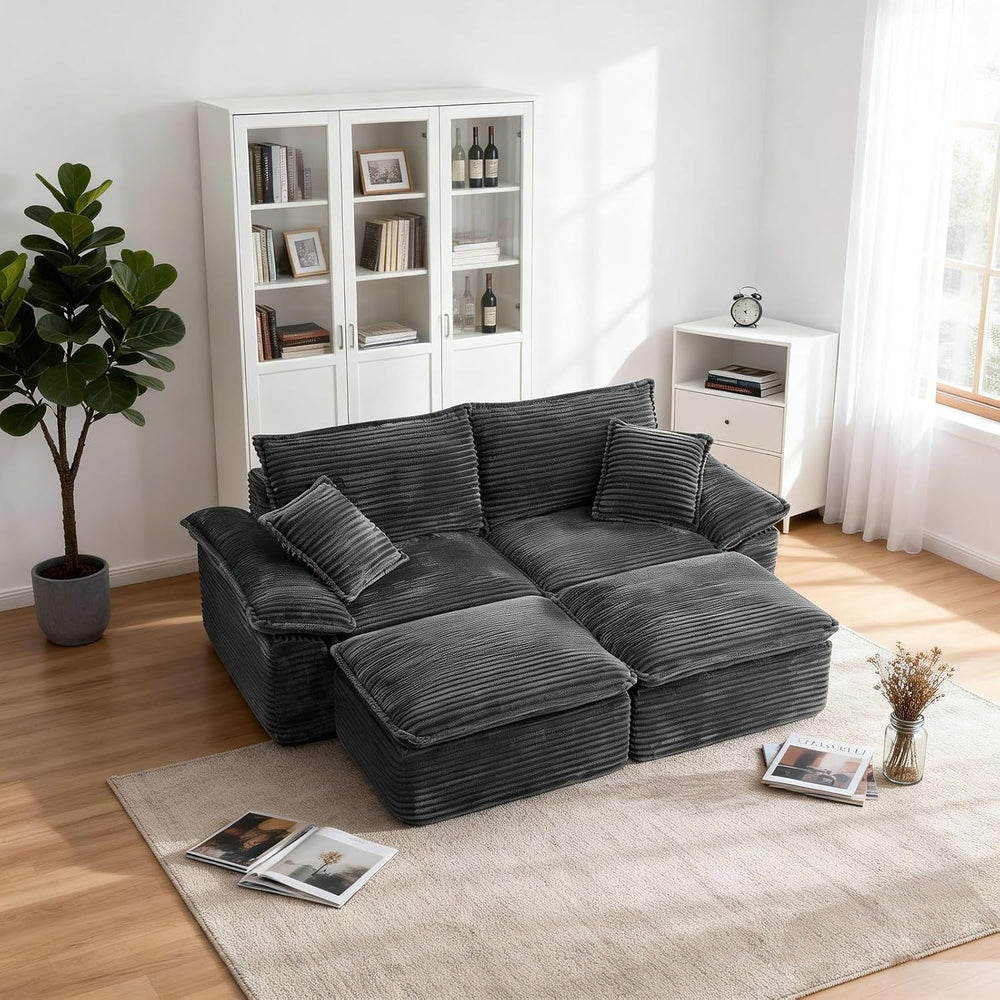 81'' Chaise Lounge Chair Indoor, Oversized Corduroy Upholstered Sofa ...