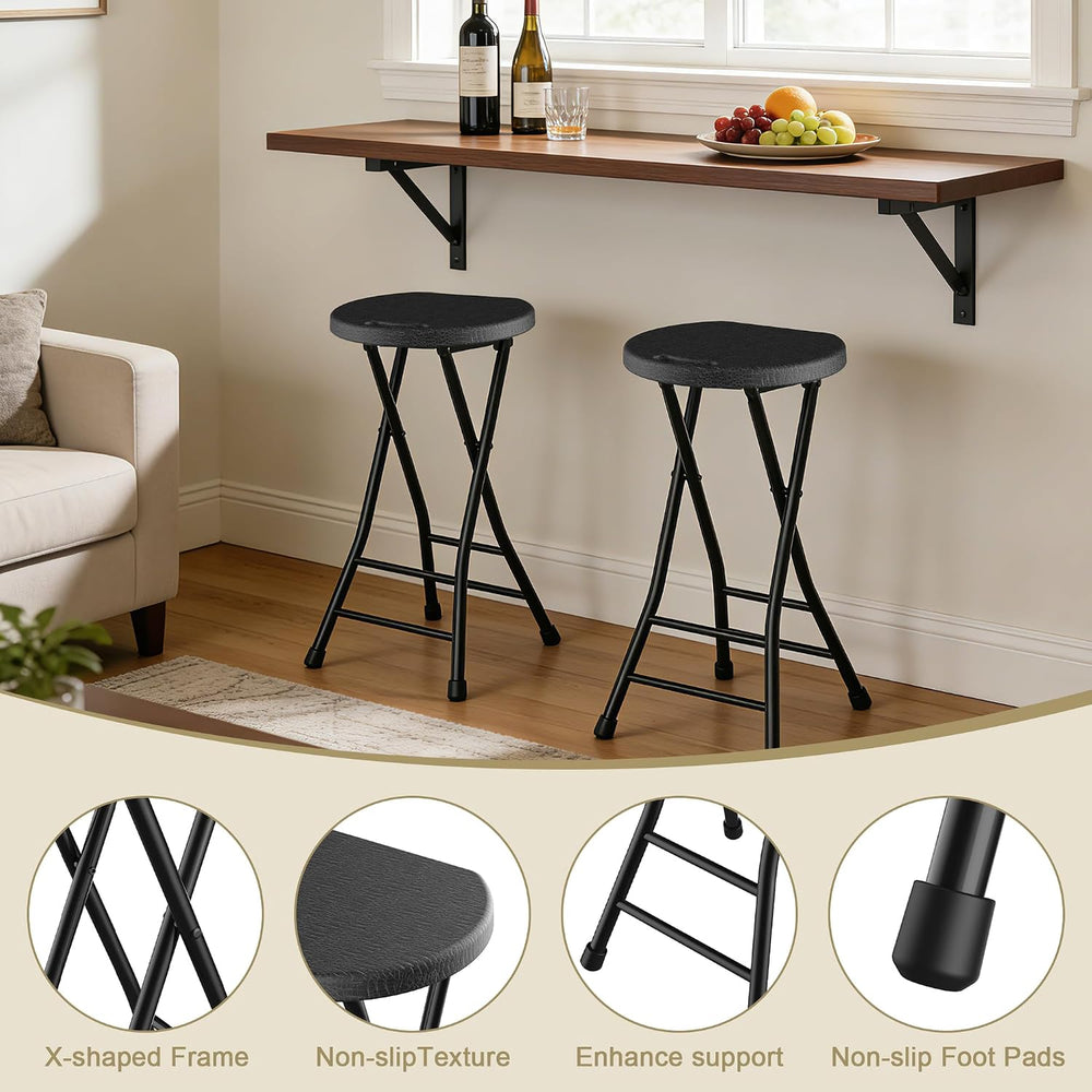 24 Inch Folding Stool Set of 2, Portable Folding Stool with Handle & Non-...