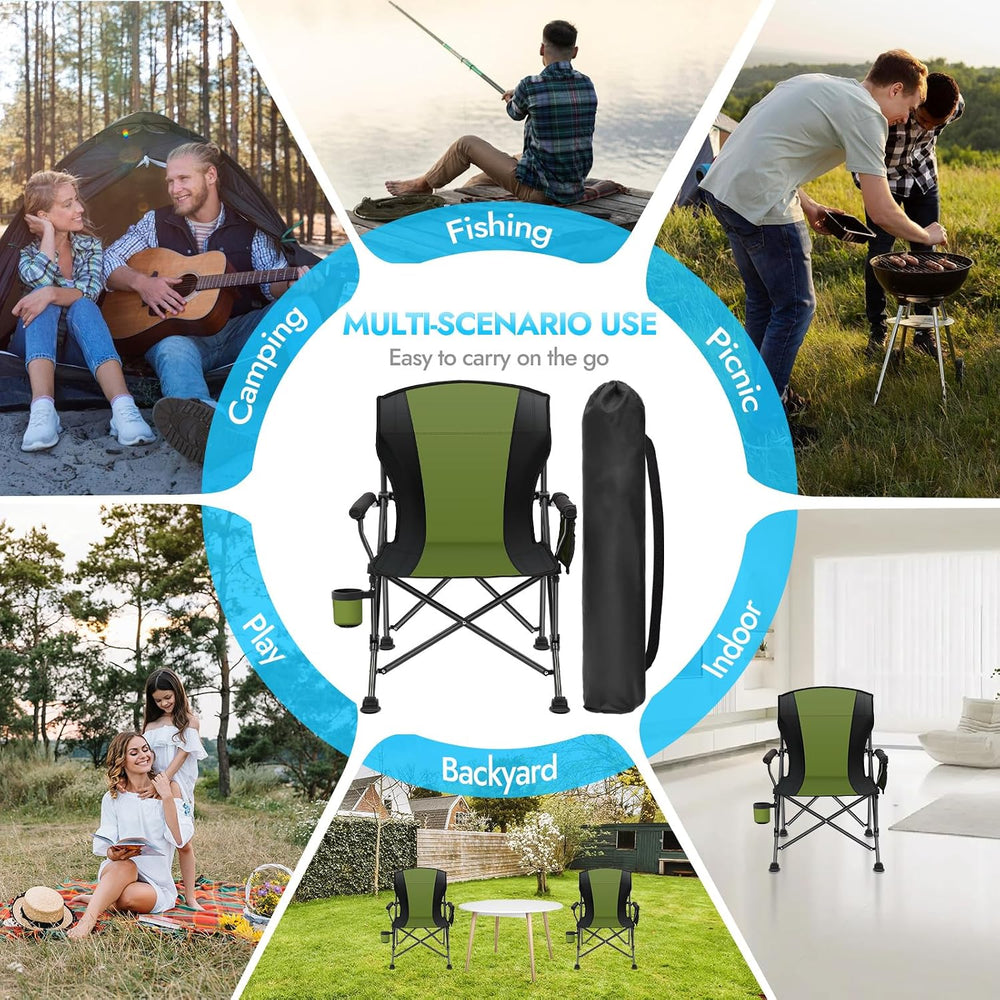2 Pack Oversized Folding Camping Chair for Adults, Supports 450 LBS Camping C...