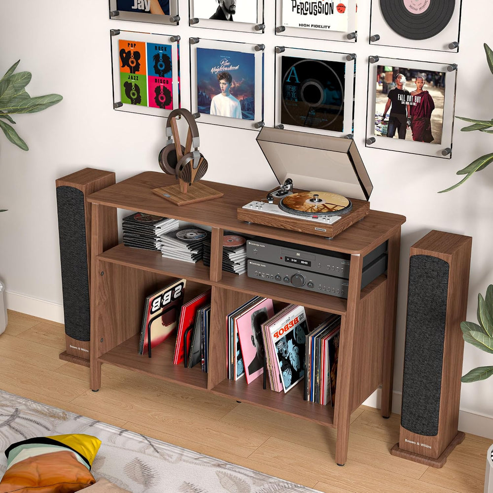 Mxtxmy Large Record Player Stand,with Open Storage Holds up to 300 Albums | M...