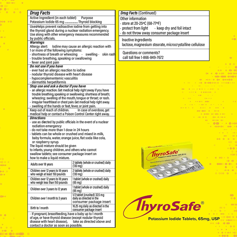 ThyroSafe 65mg Potassium Iodide Tablets (20 Pack) - Protects Your Thyroid fro...