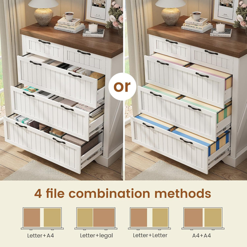 SEDETA Farmhouse File Cabinet with 5 Drawers, Filing Cabinet for Home Office,...