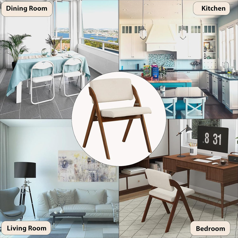 POWERSTONE Folding Chairs Set of 2 with Cushion, Modern Foldable Kitchen Dini...