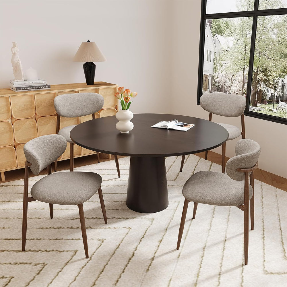 MALOL Upholstered Dining Chairs Set of 4, Curved Back Kitchen Chairs with Met...