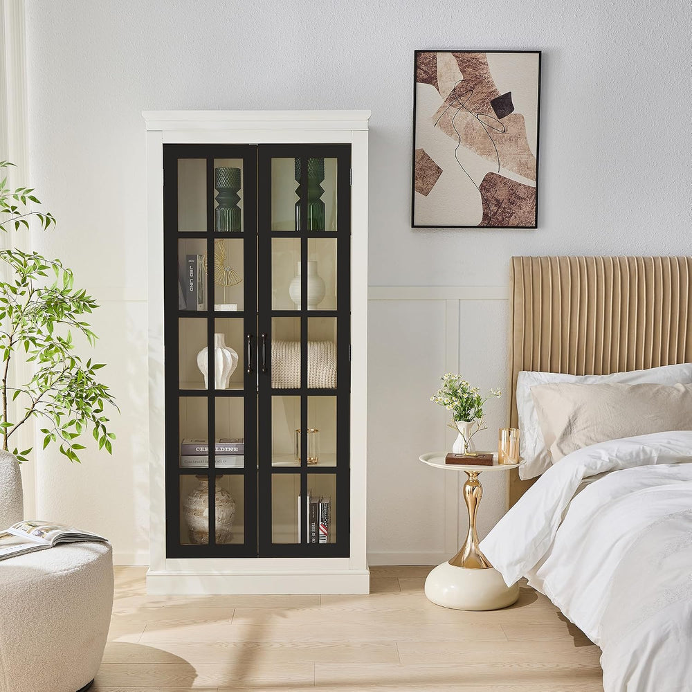roomfitters 71.2'' Pantry Cabinet with Glass Door, Farmhouse Display ...
