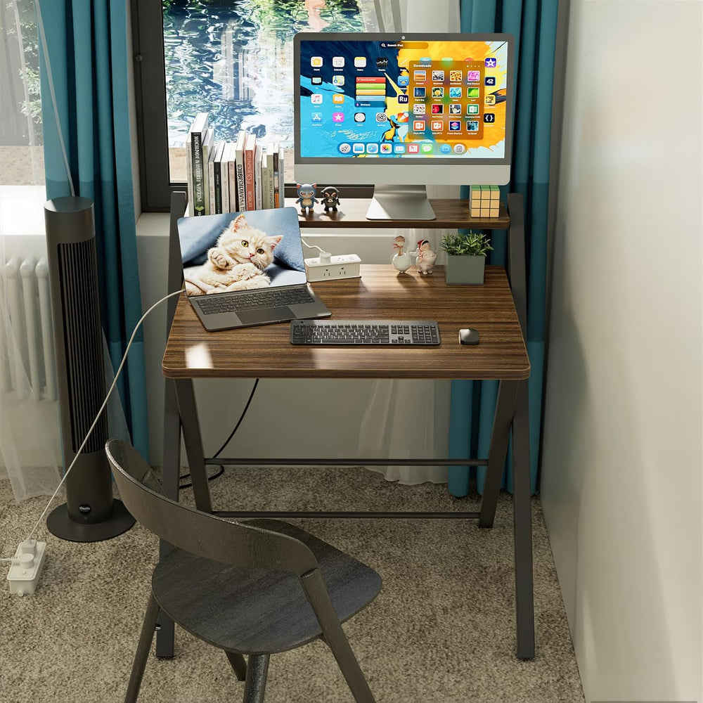 GreenForest End Table Portable Small Desk, Walnut