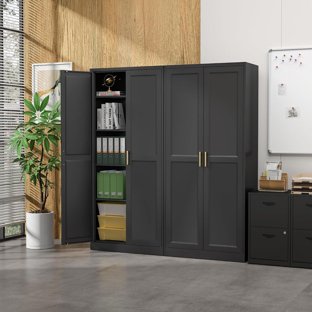 Steeloong 71"Metal Pantry Storage Cabinet with Doors & 4 Adjustable ...