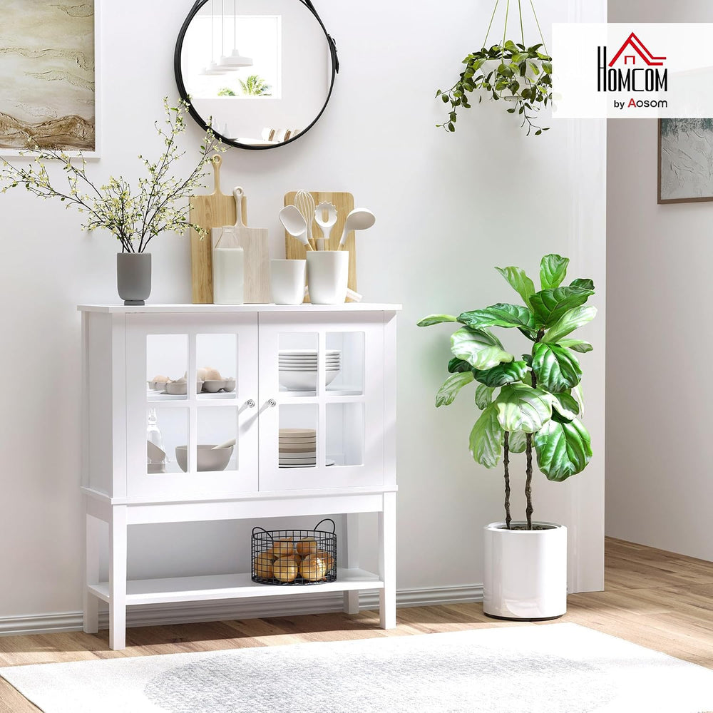 HOMCOM Sideboard Buffet Cabinet with Storage, Coffee Bar Cabinet, White