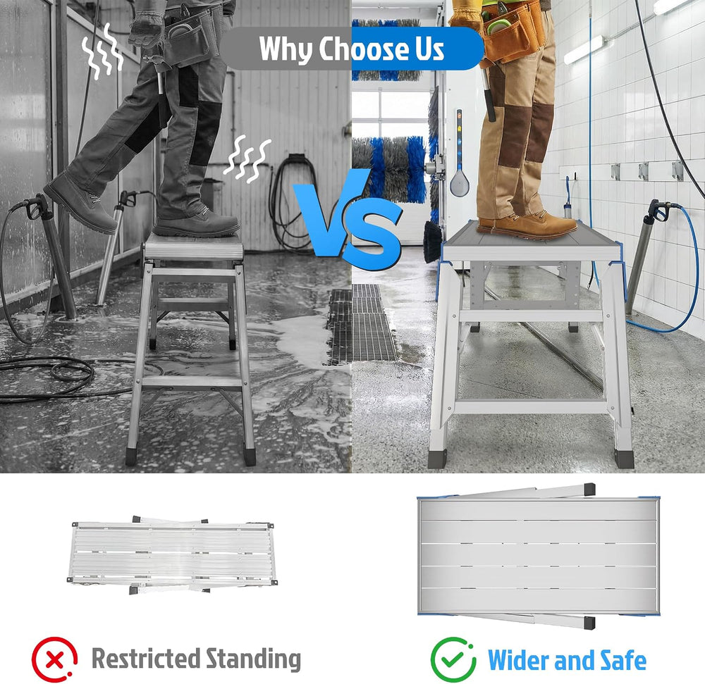 Aparecium Work Platform Height Adjustable, Portable Step Stool Ladder, Foldin...
