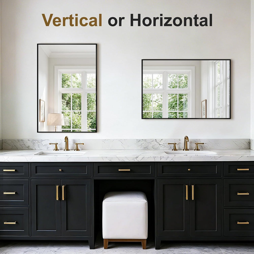Bathroom Vanity Mirror for Over Sink, 30x20 Inch Matte Black Mirror