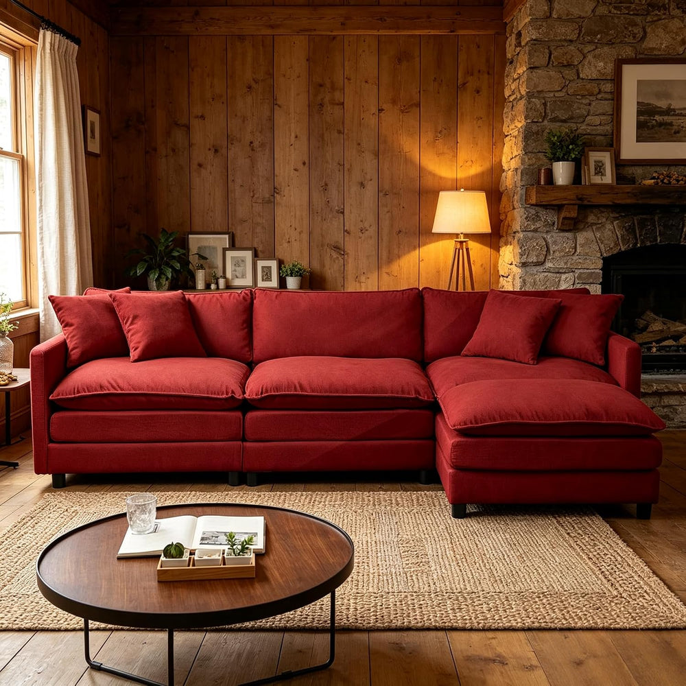108.27" Modular Sectional Sofa, 4 Seat L Shaped Couch with Chaise | Deep...