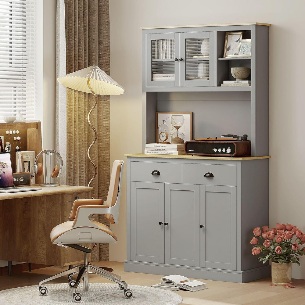 Pantry Cabinet 71-inch freestanding, Four Adjustable Shelves at Three Positio...