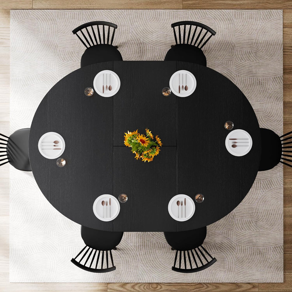 Feonase 43.3-59" Round Extendable Dining Room Table for 4-6, Modern Oval...