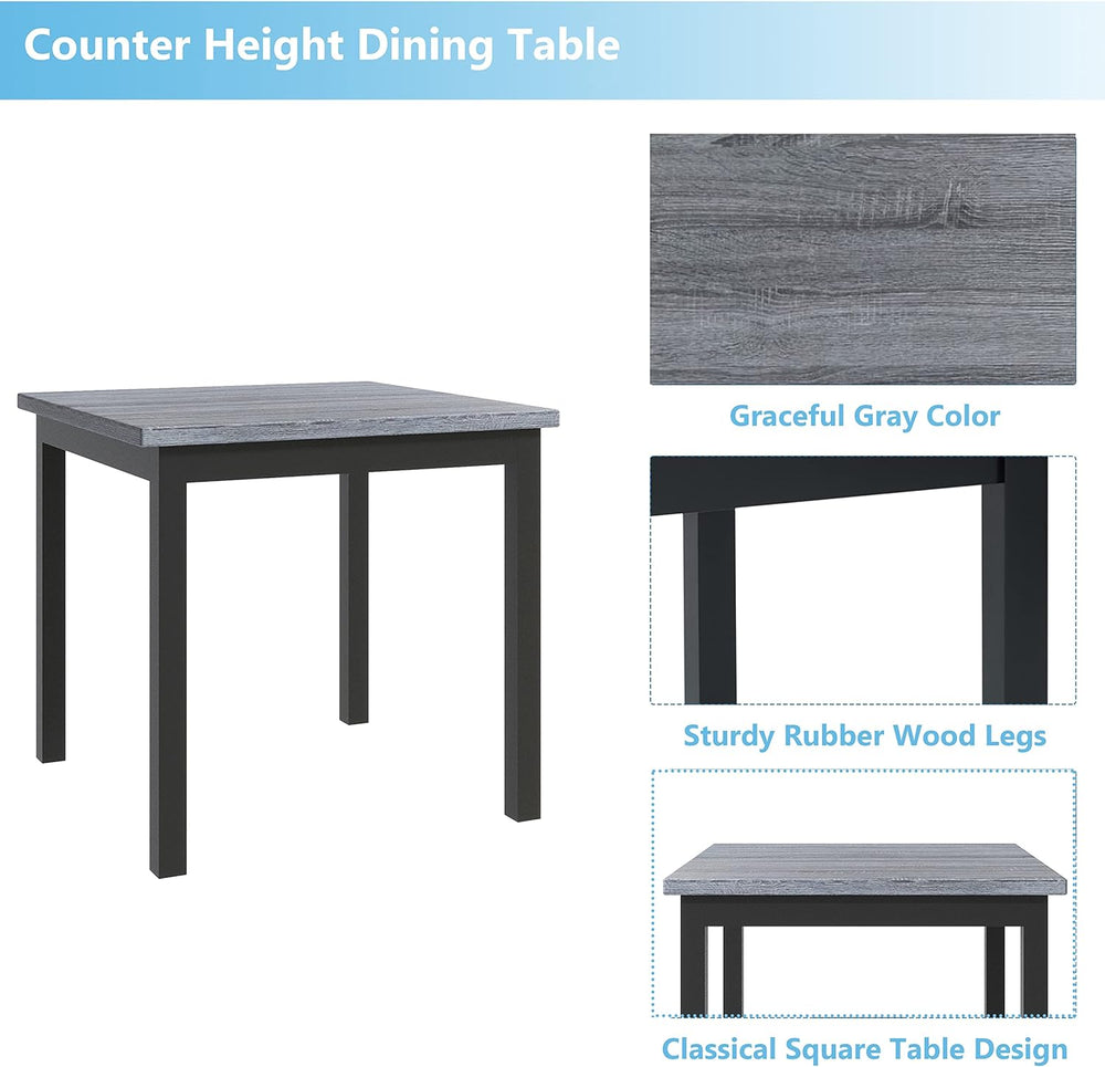 RuiSiSi 5-Piece Counter Height Dining Table Set for 4, Square Dining Table wi...
