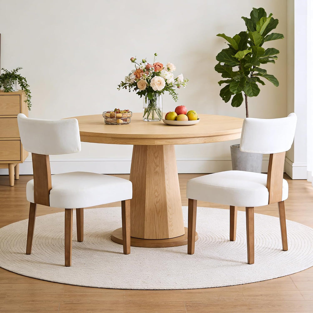 Upholstered Dining Chairs Set of 2, Mid Century Modern Linen Dining Chairs, A...