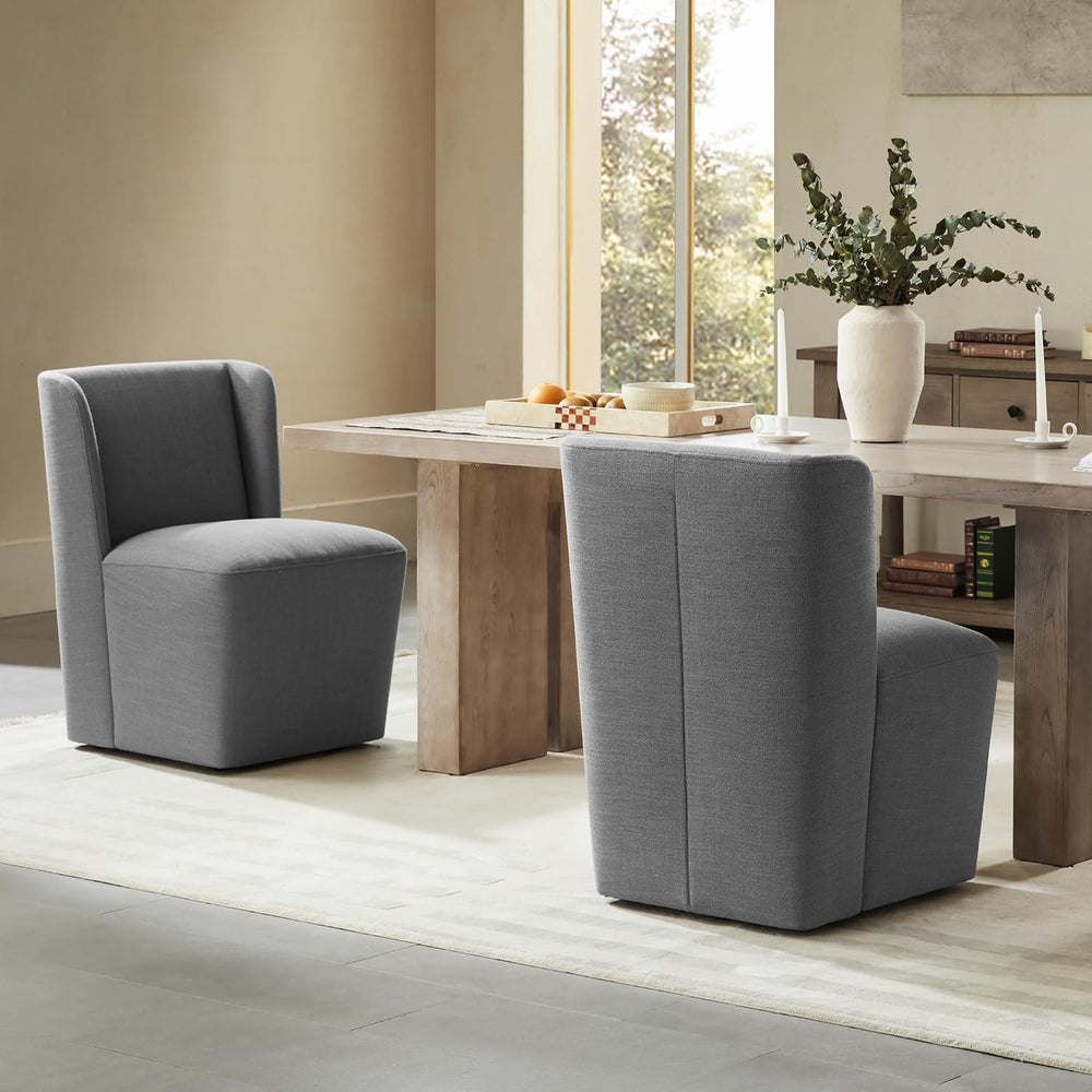 KISLOT Dining Chairs with Casters No Assembly Upholstered Wingback Single Sof...