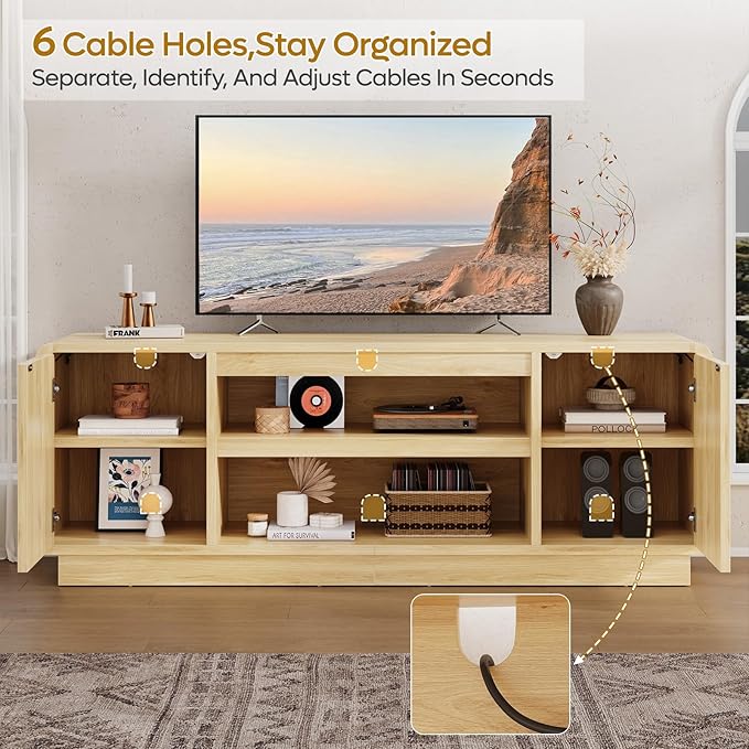Bestier 63" Mid Century Modern TV Stand for Living Room, Wood Media Cons...