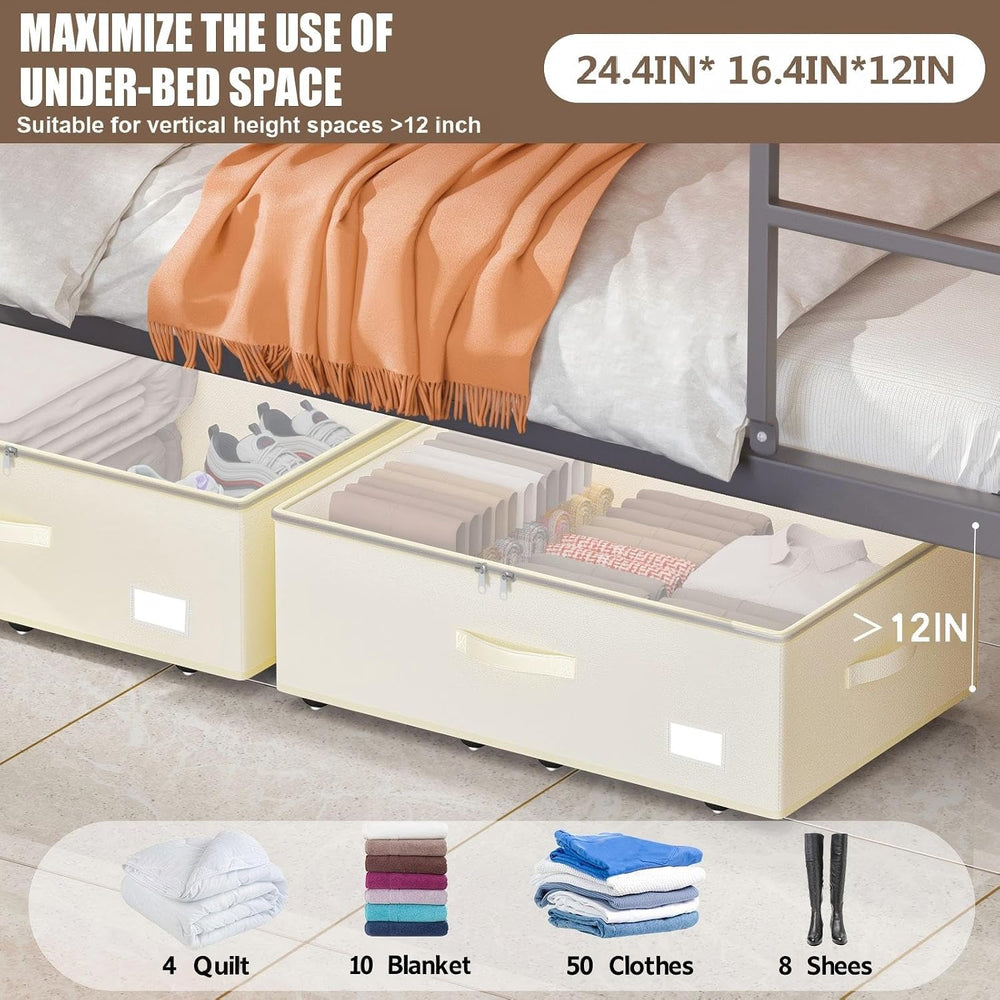 EE-RoomWorld Under Bed Storage with Wheels, No Assemble Required 12 inches he...