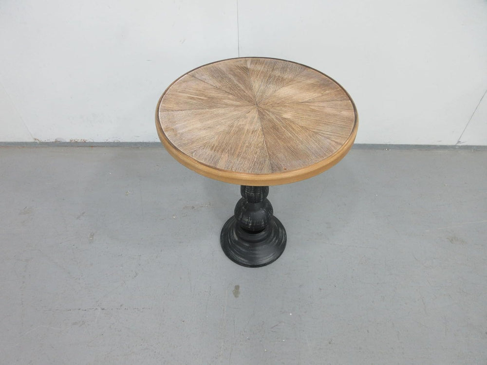 French Country Round Side End Table, Retro Vintage Modern Wood Pedestal Side ...
