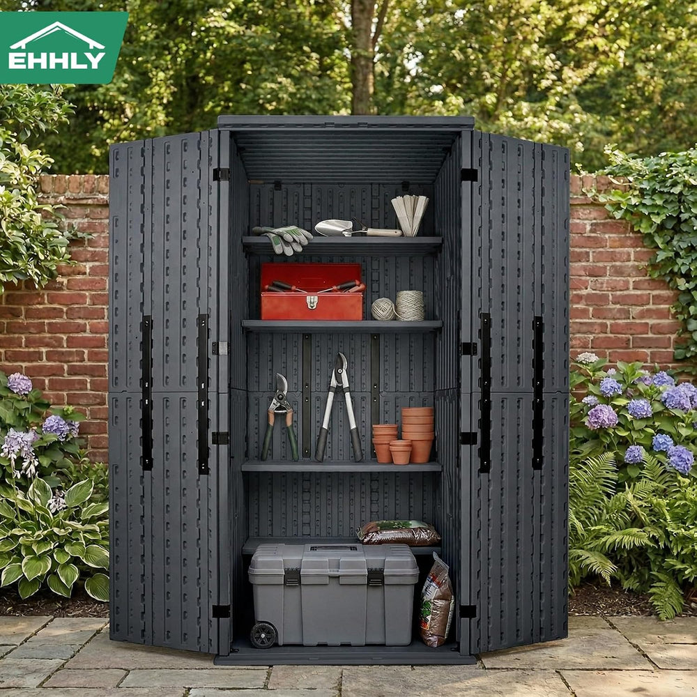 EHHLY Heavy Duty Tall Storage Cabinet Outdoor Weatherproof, 28 Cuft Garage St...