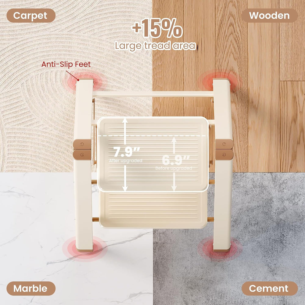 2 Step Ladder, Folding Step Stool with Anti Slip Widened Pedal