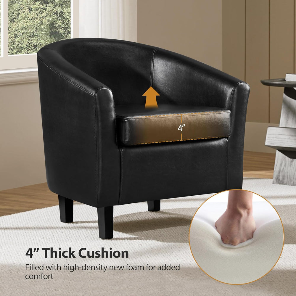 Yaheetech Barrel Chairs Set of 2, Faux Leather Club Armchairs, PU Leather Acc...