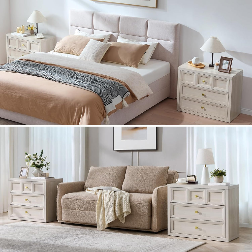 Nightstand Set of 2 W/Charging Station, 30.7" W King Size Bedside Table ...