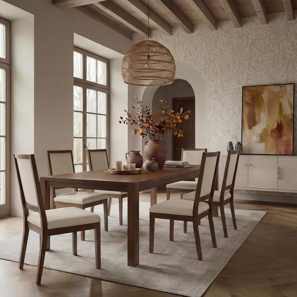 60"-80" Extendable Dining Table, Modern Rectangular Wood Kitchen Ta...