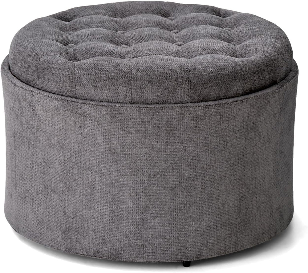 ONBRILL 24" Round Ottoman Coffee Table, Storage Ottoman with Lift-Off Li...