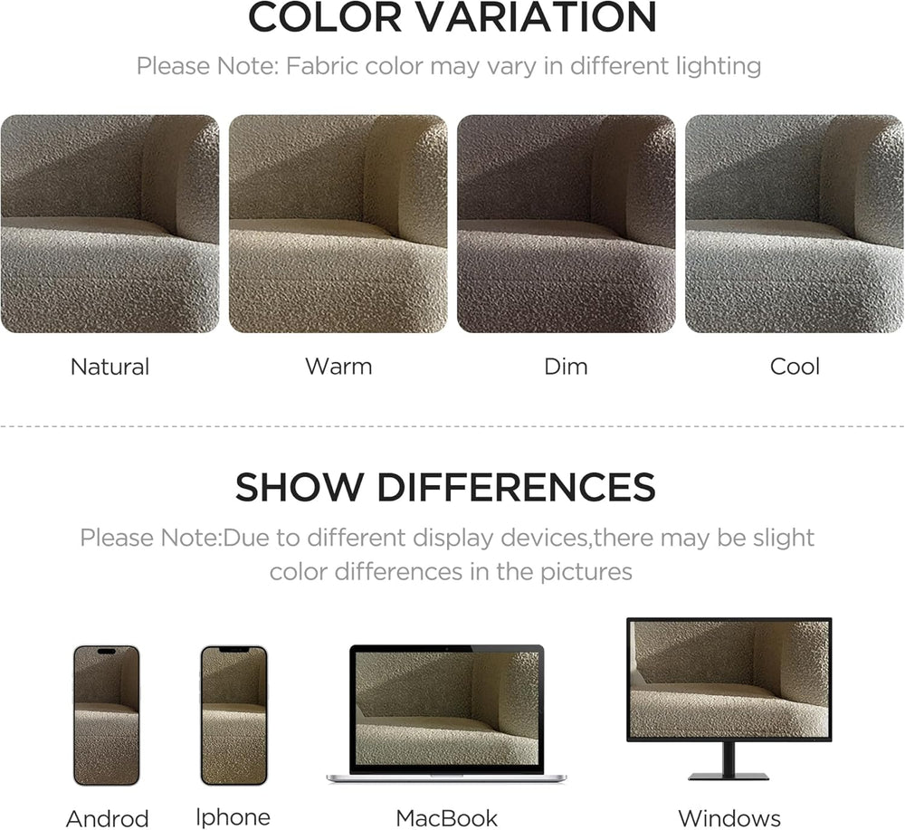 Acanva Modern Curved Sectional Living Room Couch, Minimalist Comfy Boucle Fab...