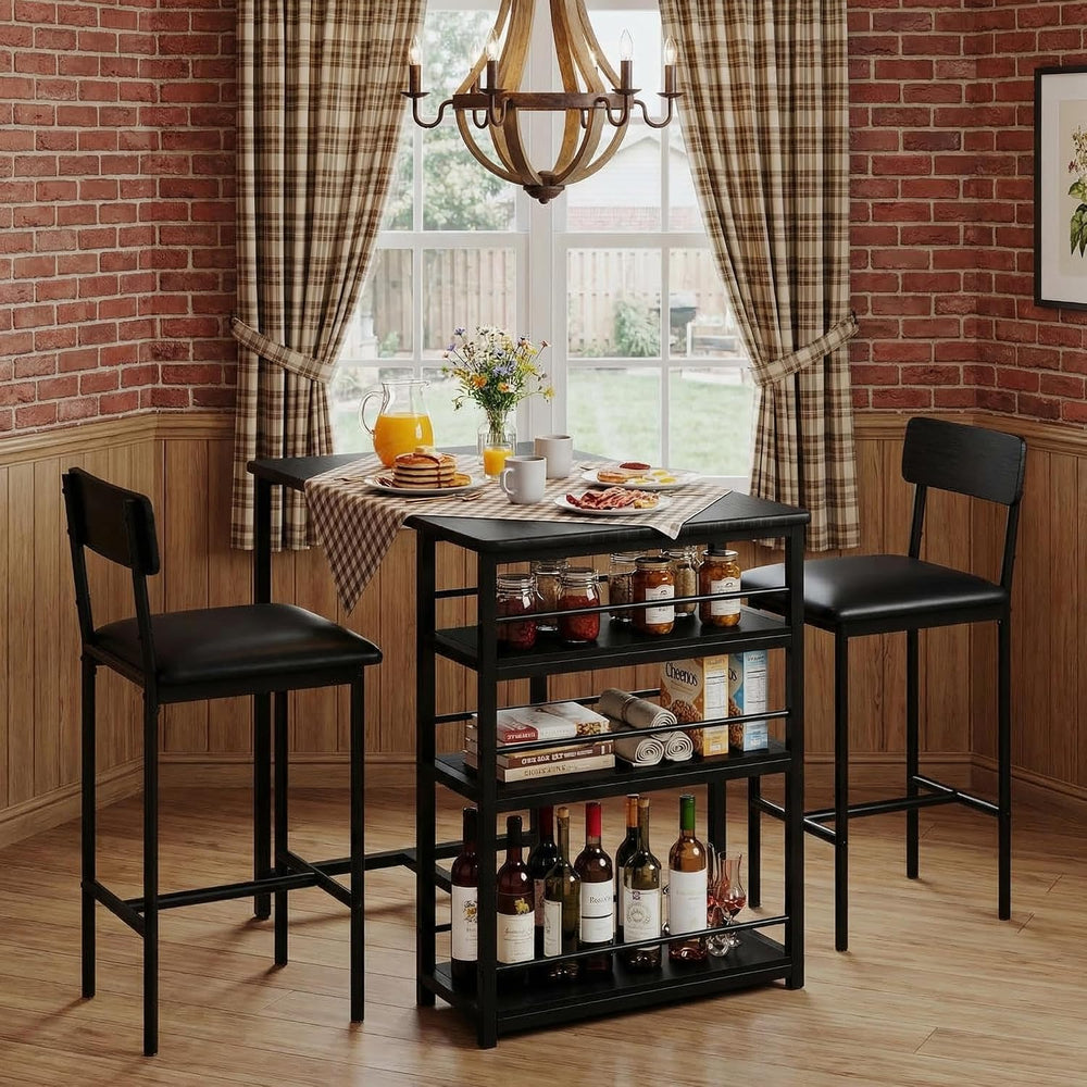 GarveeHome Dining Table Set for 2, Counter Height Kitchen Table with 2 Uphols...