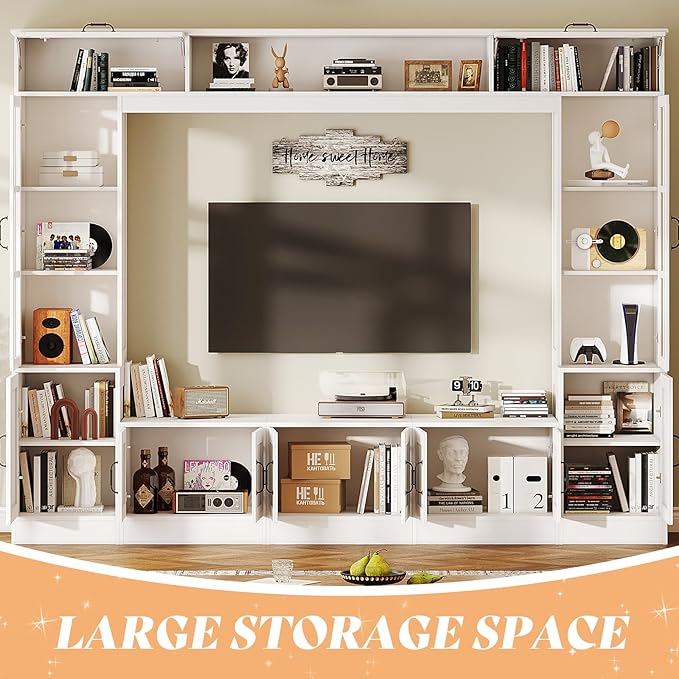 AMERLIFE 98" W Wall Unit TV Stand with Storage for TVs up to 80", M...